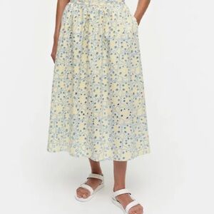 NWT Anthropologie Marimekko Nilan Rentukka Skirt yellow blue floral size 34